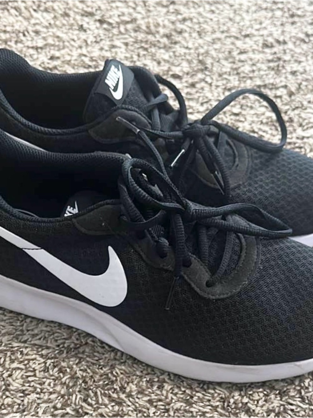 Nike Women’s Black Running Shoes with White Swoosh size 9.5